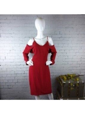 Reformation Friday Dress Cold Shoulder Red Size 12